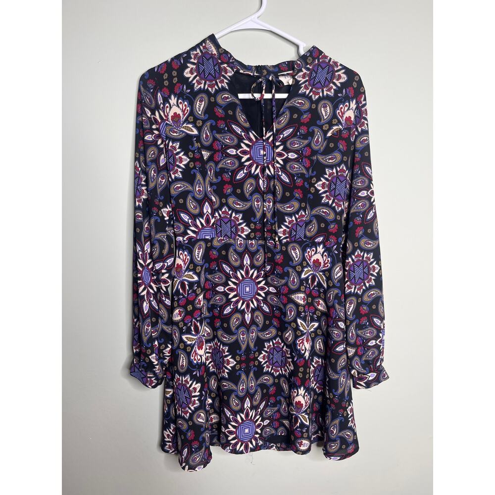 Everly Paisley Mini Dress Long Sleeve size Small